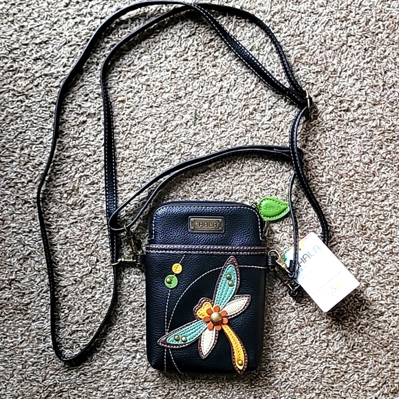 Chala Handbags - NWT Chala black dragonfly cell phone crosbody bag